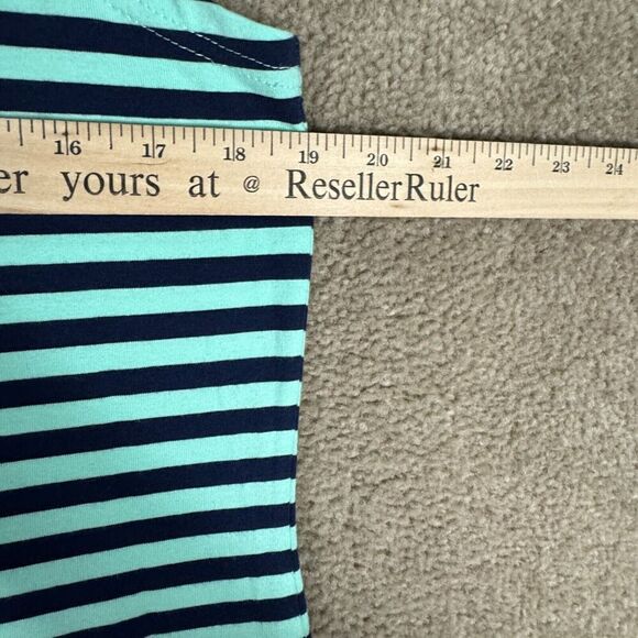 STS Sail to Sable Maxi Dress Size Medium Green/Navy Striped Racerback Side Slits - Picture 4 of 9